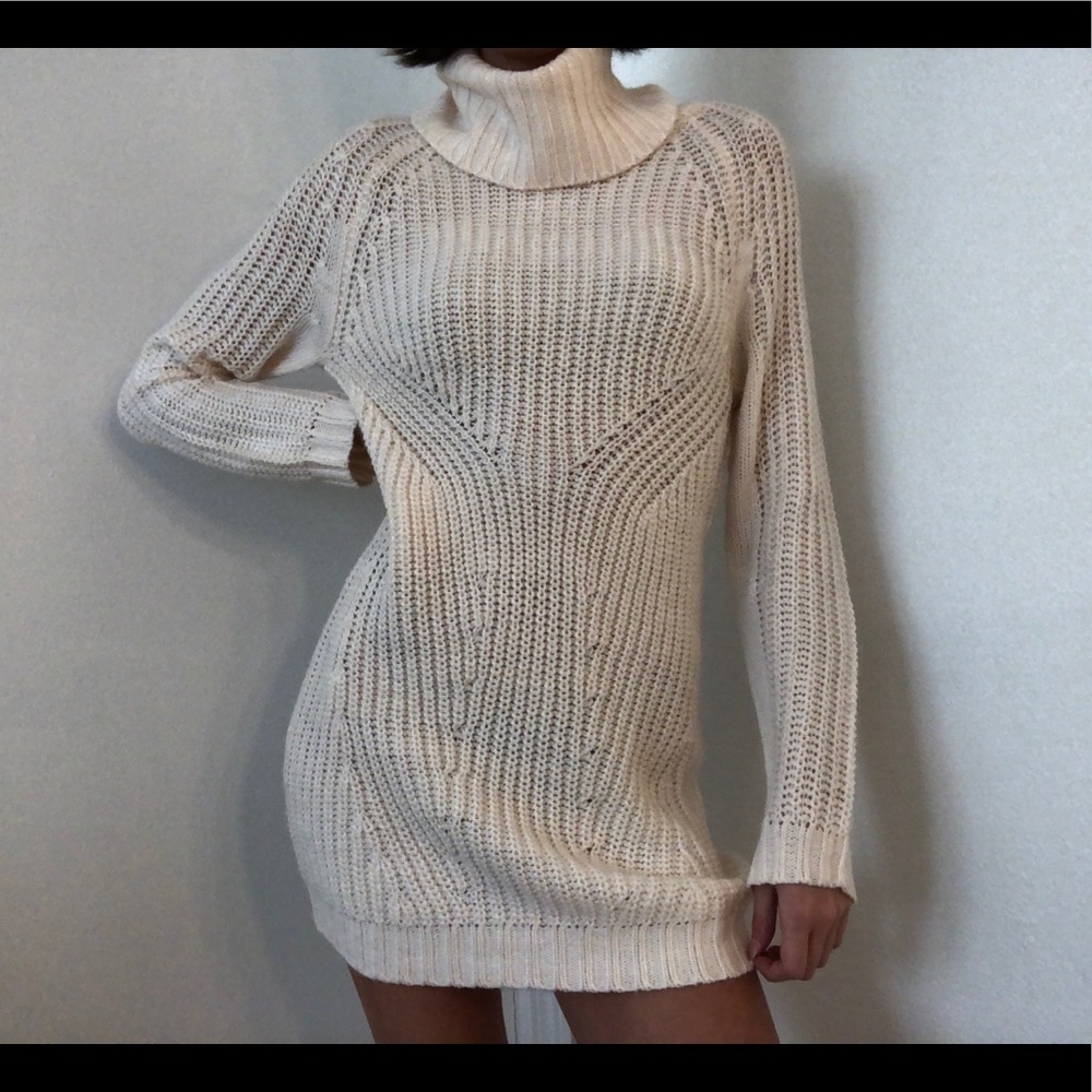 Knitted Turtleneck Sweater Dress